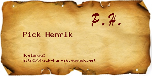 Pick Henrik névjegykártya